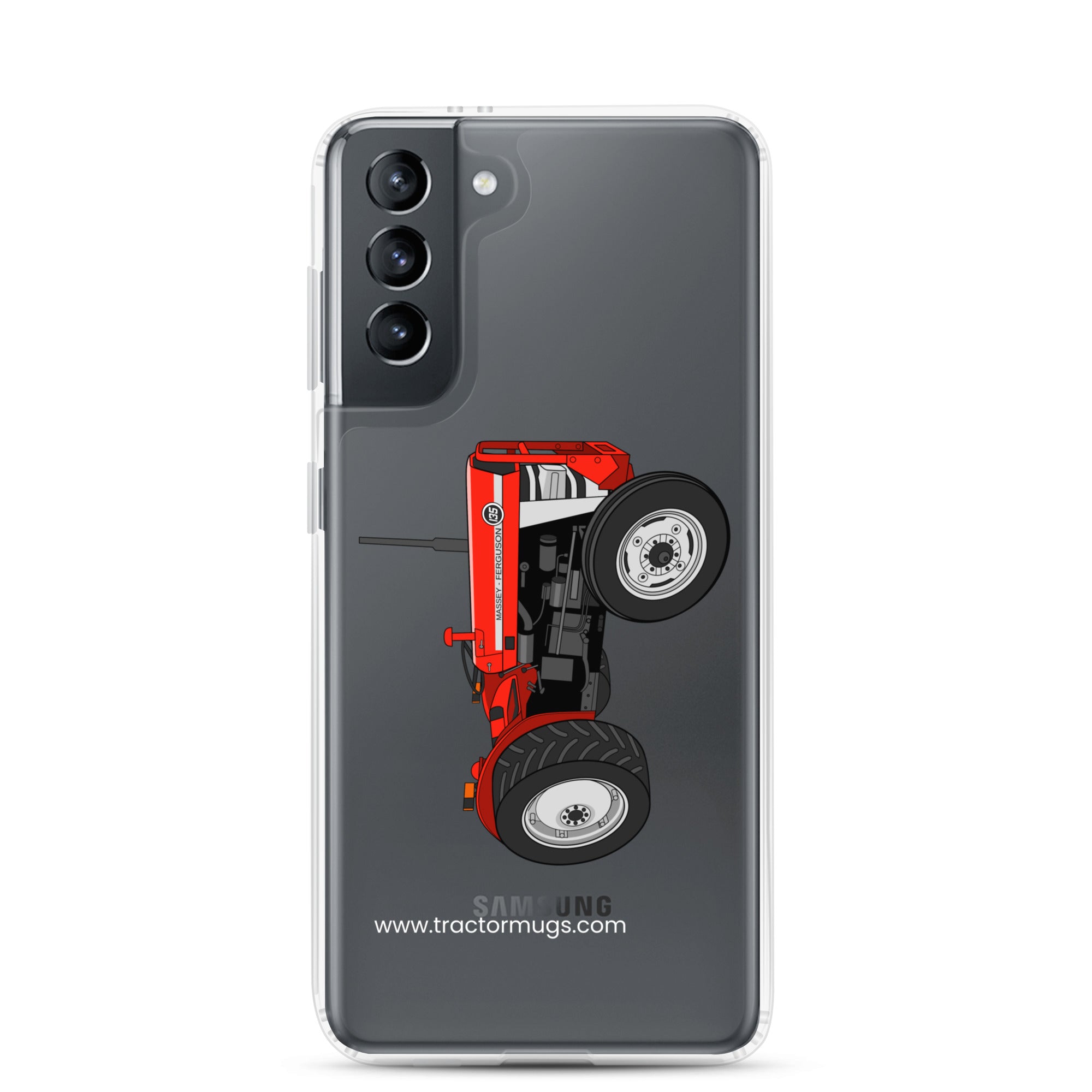 The Tractor Mugs Store Samsung Galaxy S21 Massey Ferguson 135 with cab  | Clear Case for Samsung® Quality Farmers Merch