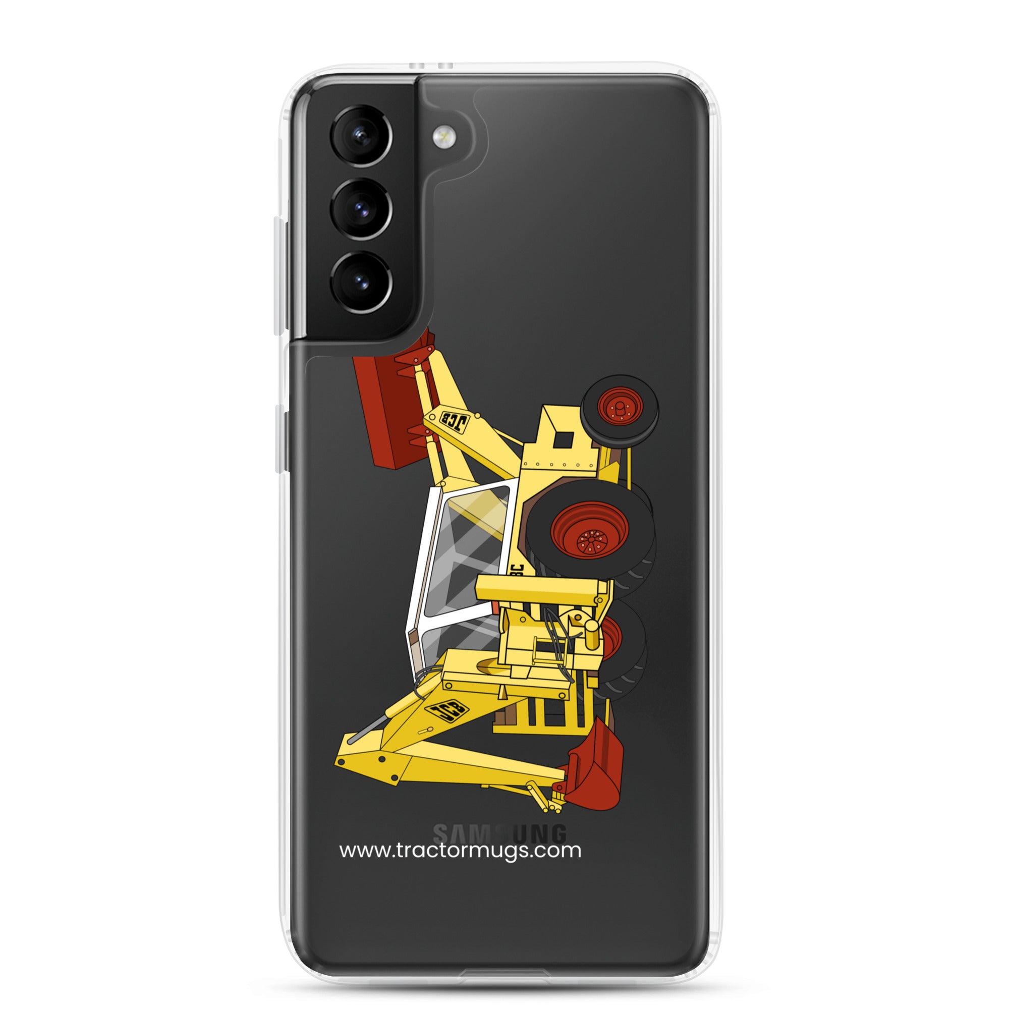 The Tractor Mugs Store Samsung Galaxy S21 Plus JCB 3C II Backhoe | Clear Case for Samsung® Quality Farmers Merch