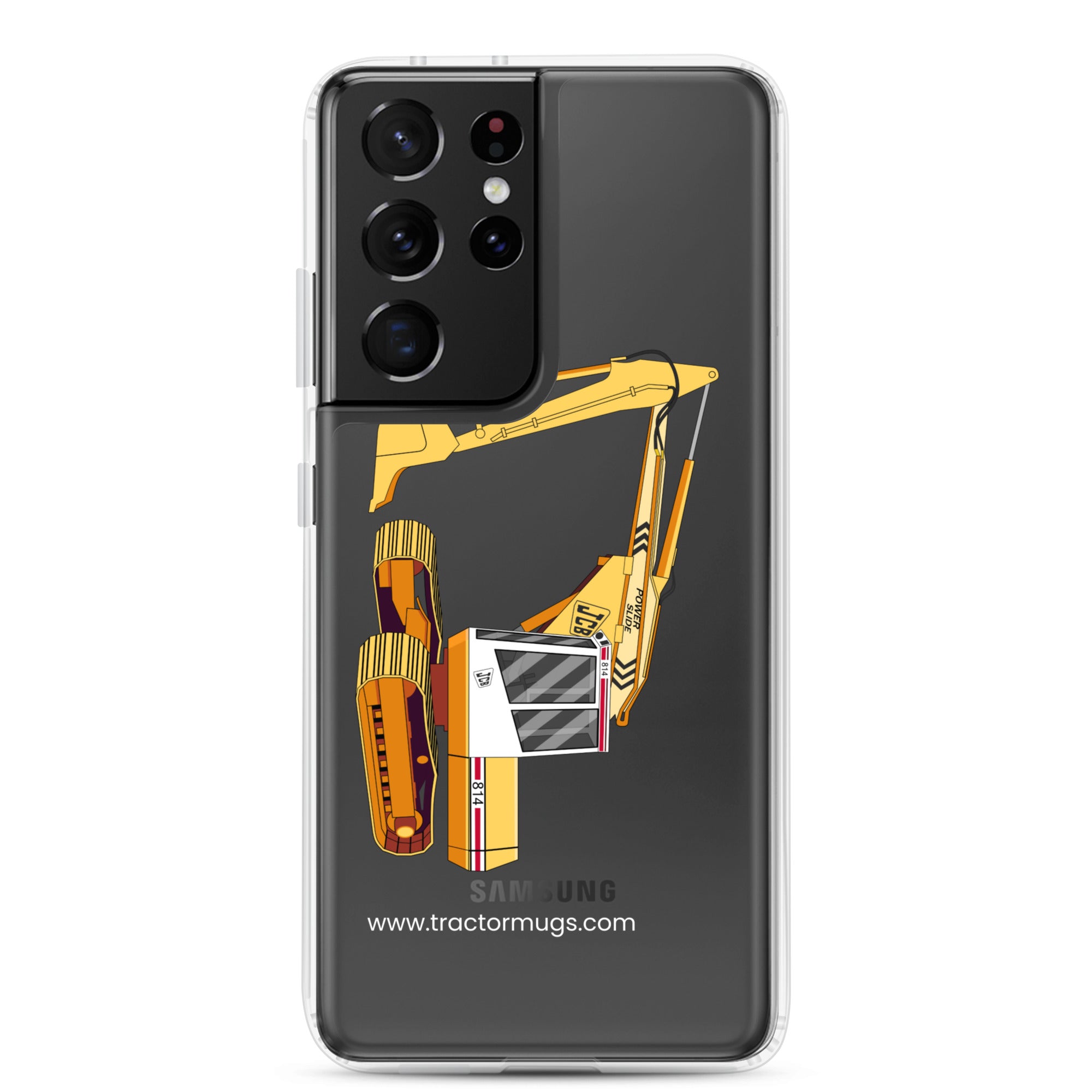The Tractor Mugs Store Samsung Galaxy S21 Ultra JCB 814 Super | Clear Case for Samsung® Quality Farmers Merch