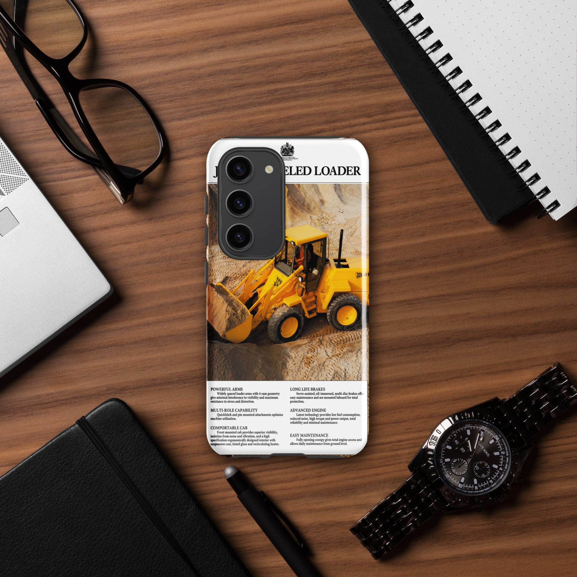 The Tractor Mugs Store Samsung Galaxy S23 JCB 415 Loader Advert | Tough case for Samsung® Quality Farmers Merch