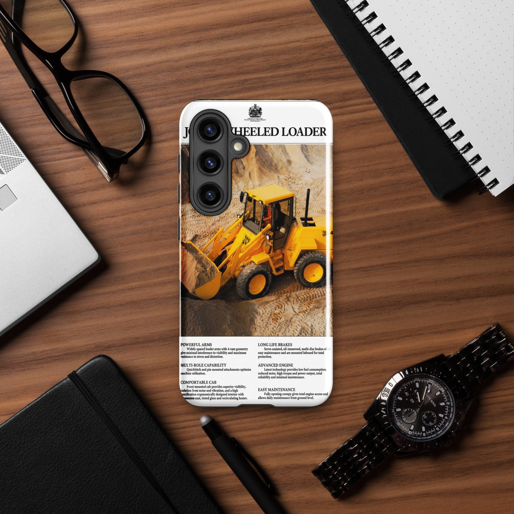 The Tractor Mugs Store Samsung Galaxy S24 JCB 415 Loader Advert | Tough case for Samsung® Quality Farmers Merch