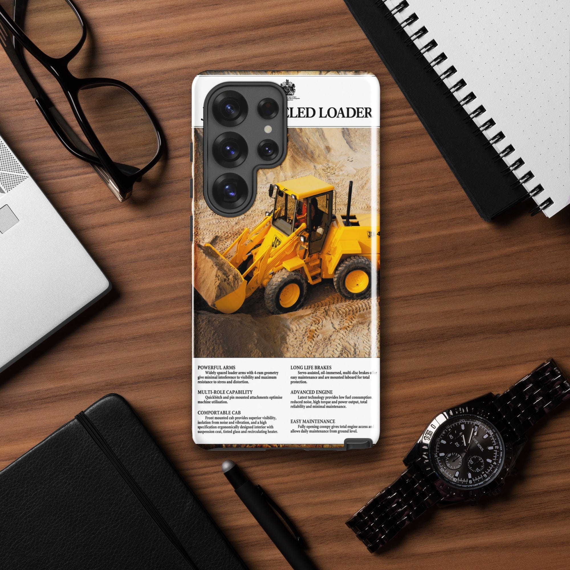 The Tractor Mugs Store Samsung Galaxy S25 Ultra JCB 415 Loader Advert | Tough case for Samsung® Quality Farmers Merch