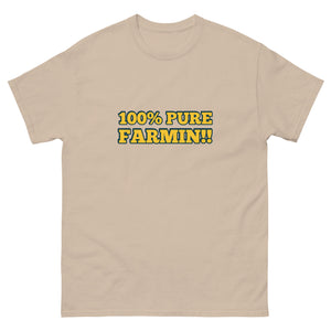 The Tractor Mugs Store Sand / S 100% PURE FARMIN!! | Unisex classic tee Quality Farmers Merch
