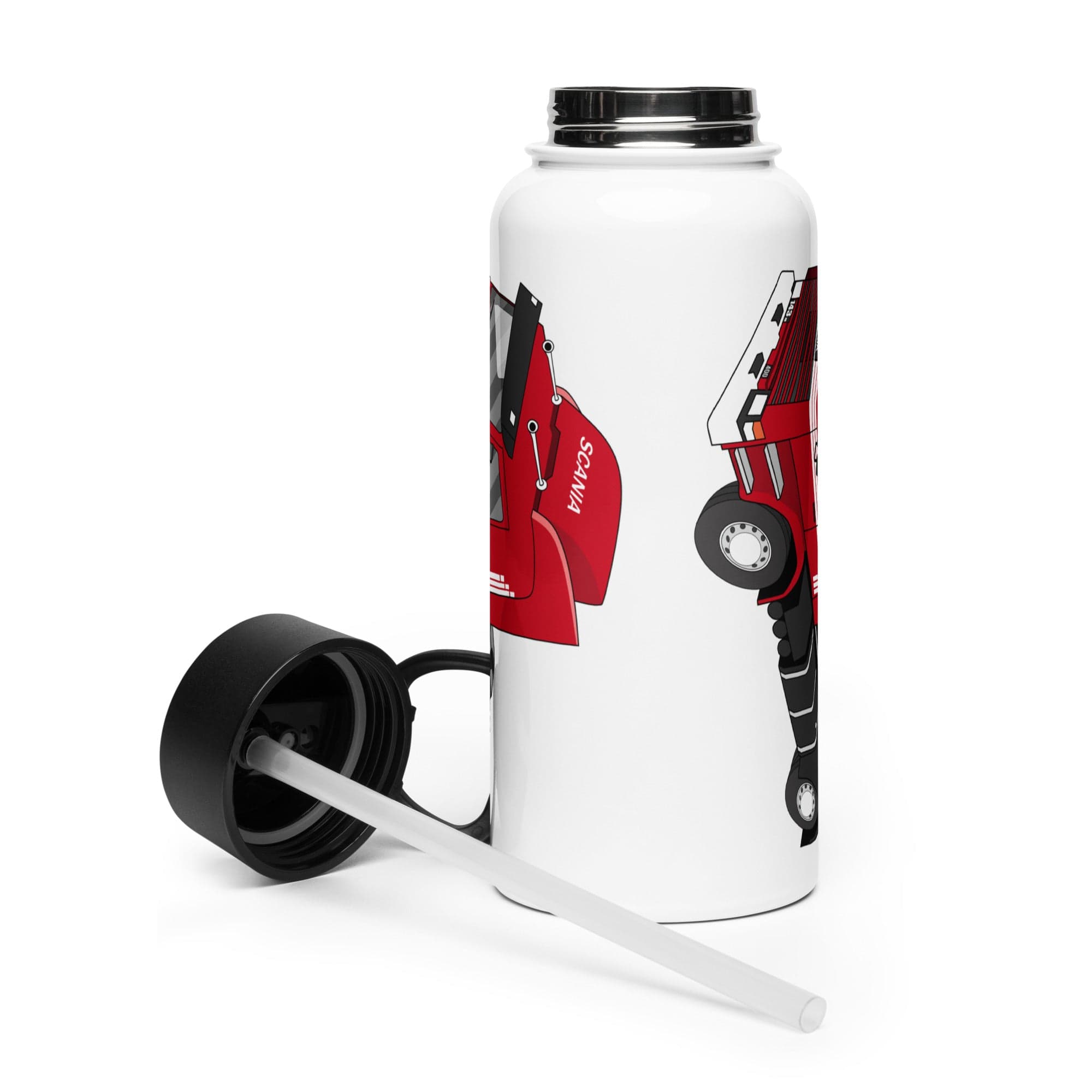 The Tractor Mugs Store Scania 143M 400 | Stainless steel water bottle with a straw lid Quality Farmers Merch