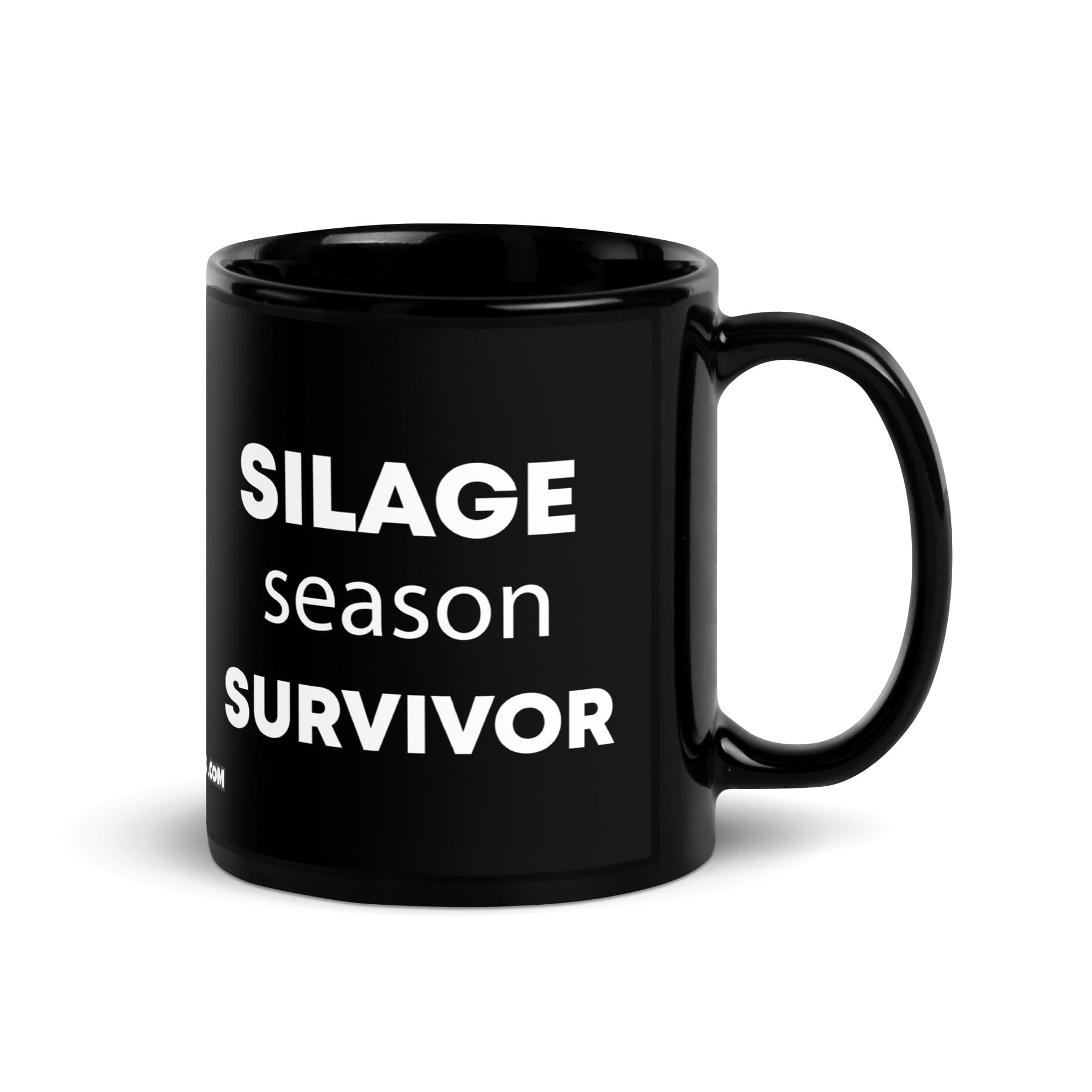 The Tractor Mugs Store Silage Season Survivor  | Black Glossy Mug Quality Farmers Merch