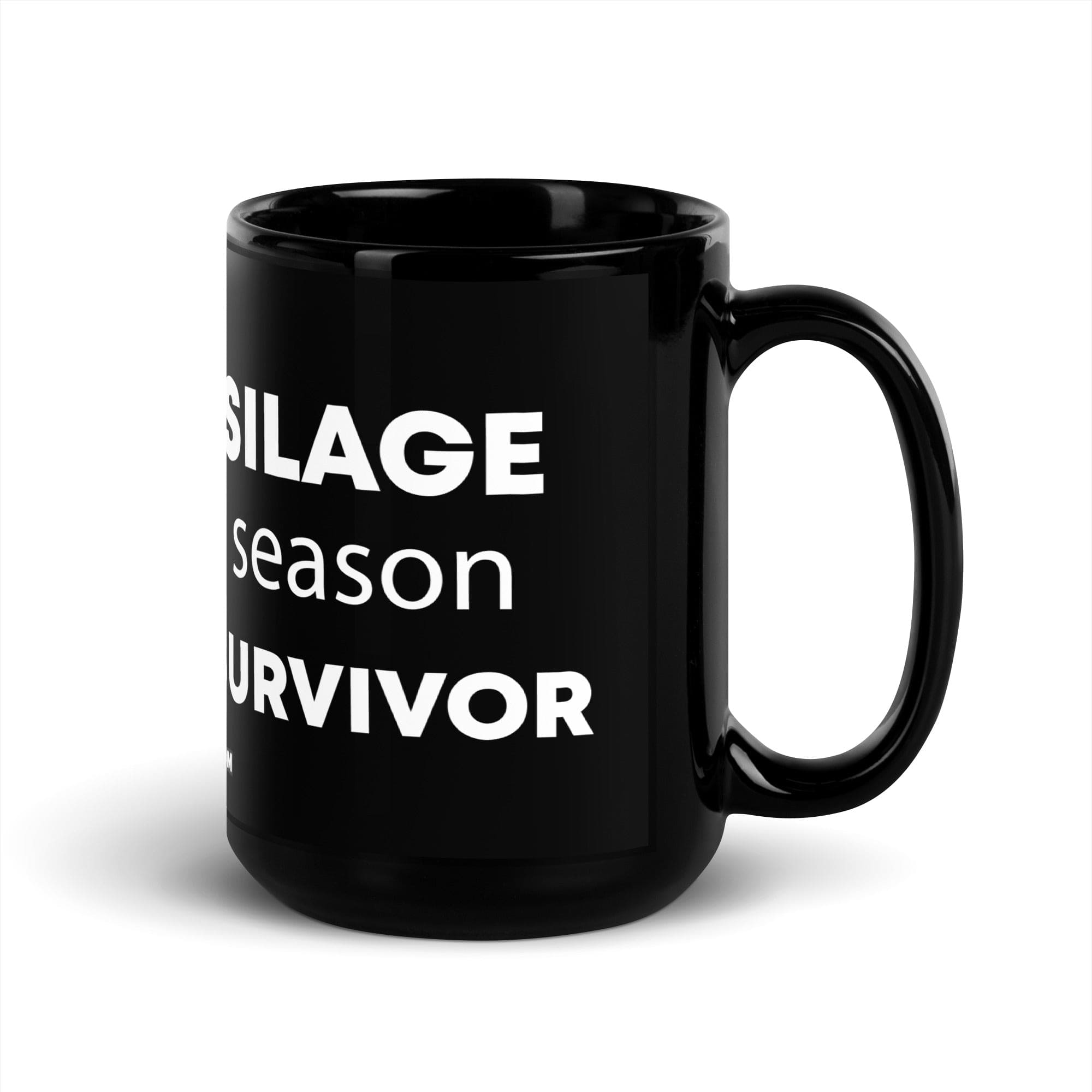 The Tractor Mugs Store Silage Season Survivor  | Black Glossy Mug Quality Farmers Merch