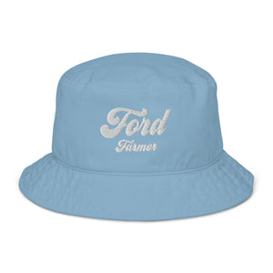 The Tractor Mugs Store Slate Blue Ford Farmer | Organic bucket hat Quality Farmers Merch