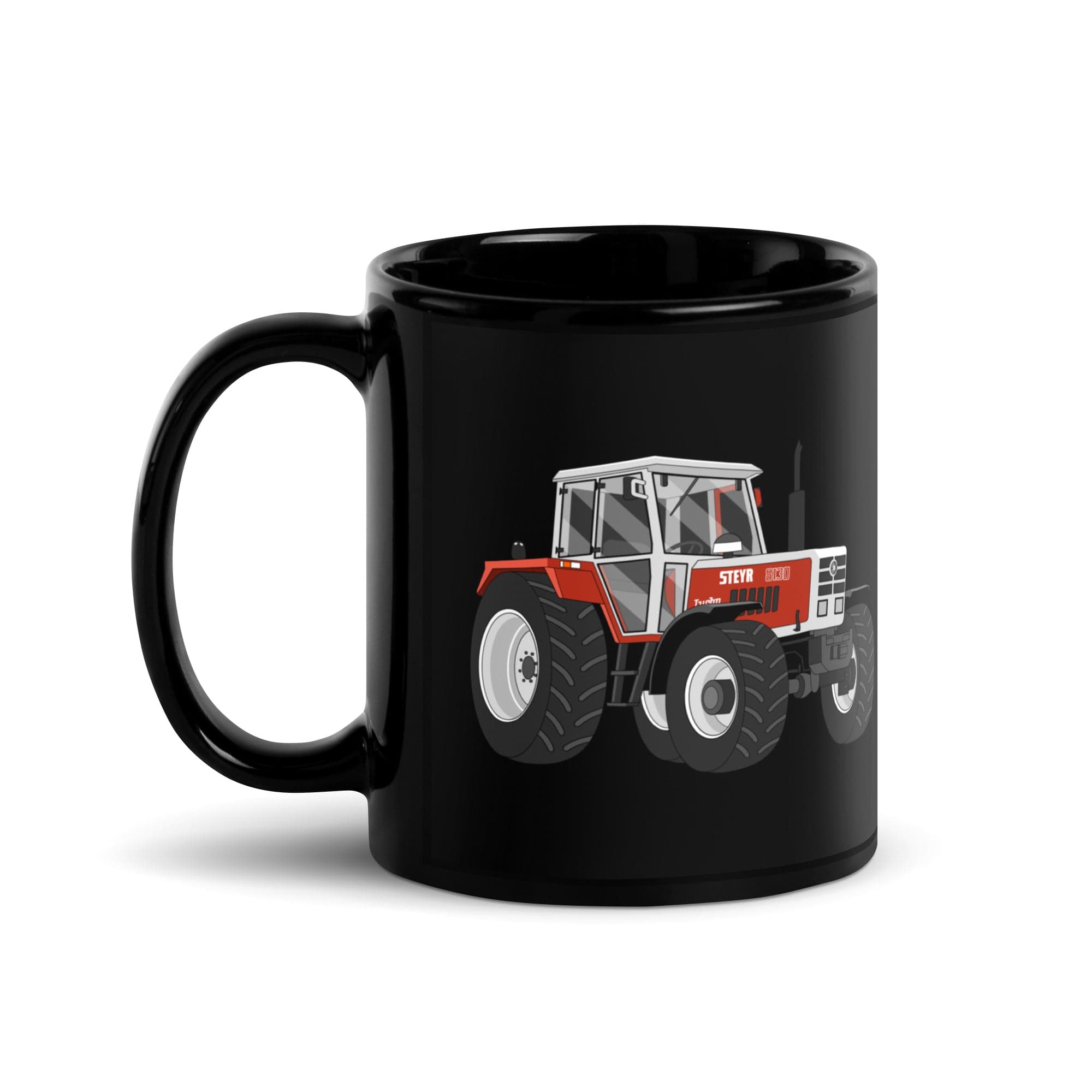 The Tractor Mugs Store Steyr 8130 | Black Glossy Mug Quality Farmers Merch