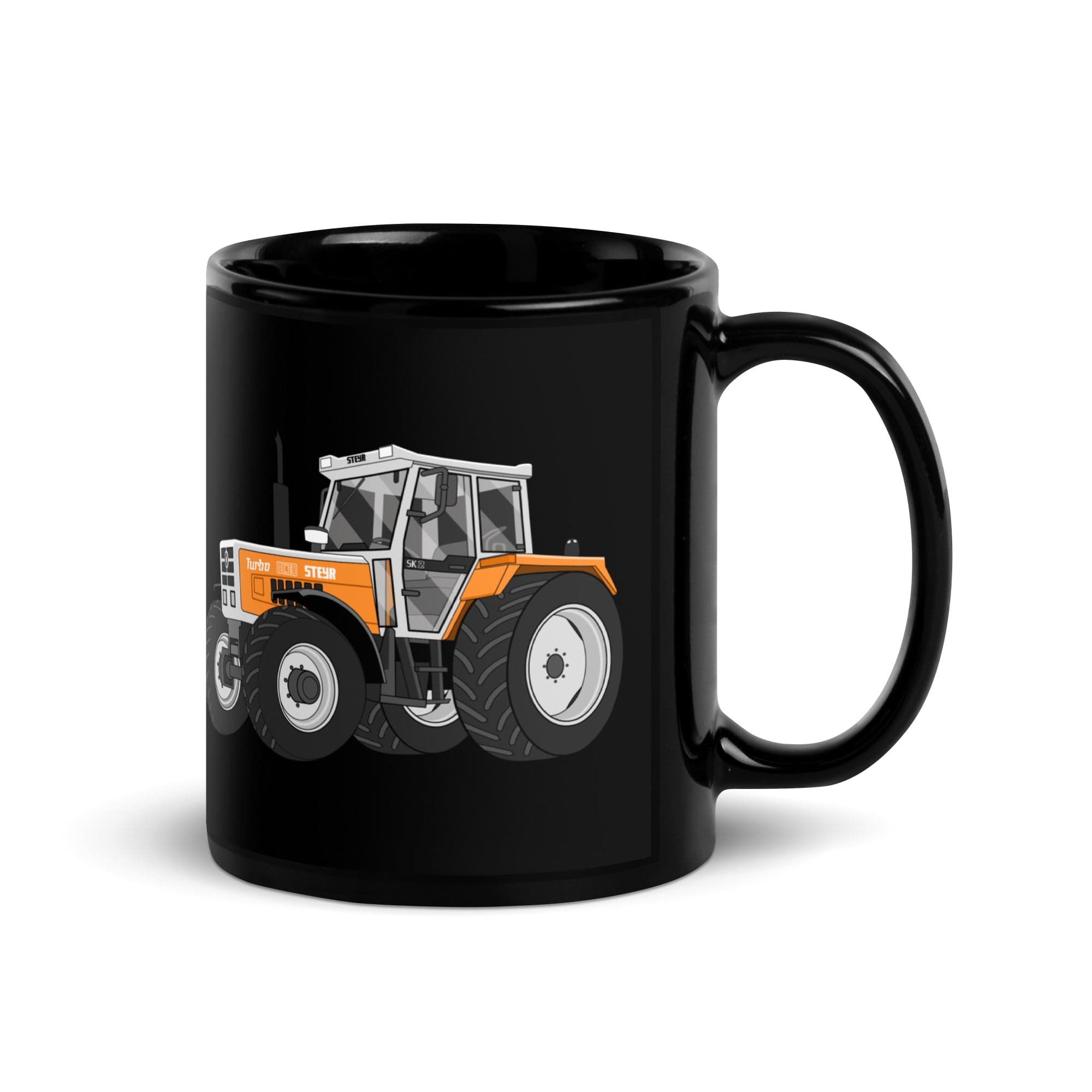 The Tractor Mugs Store Steyr SK 8130 Kommunal | Black Glossy Mug Quality Farmers Merch