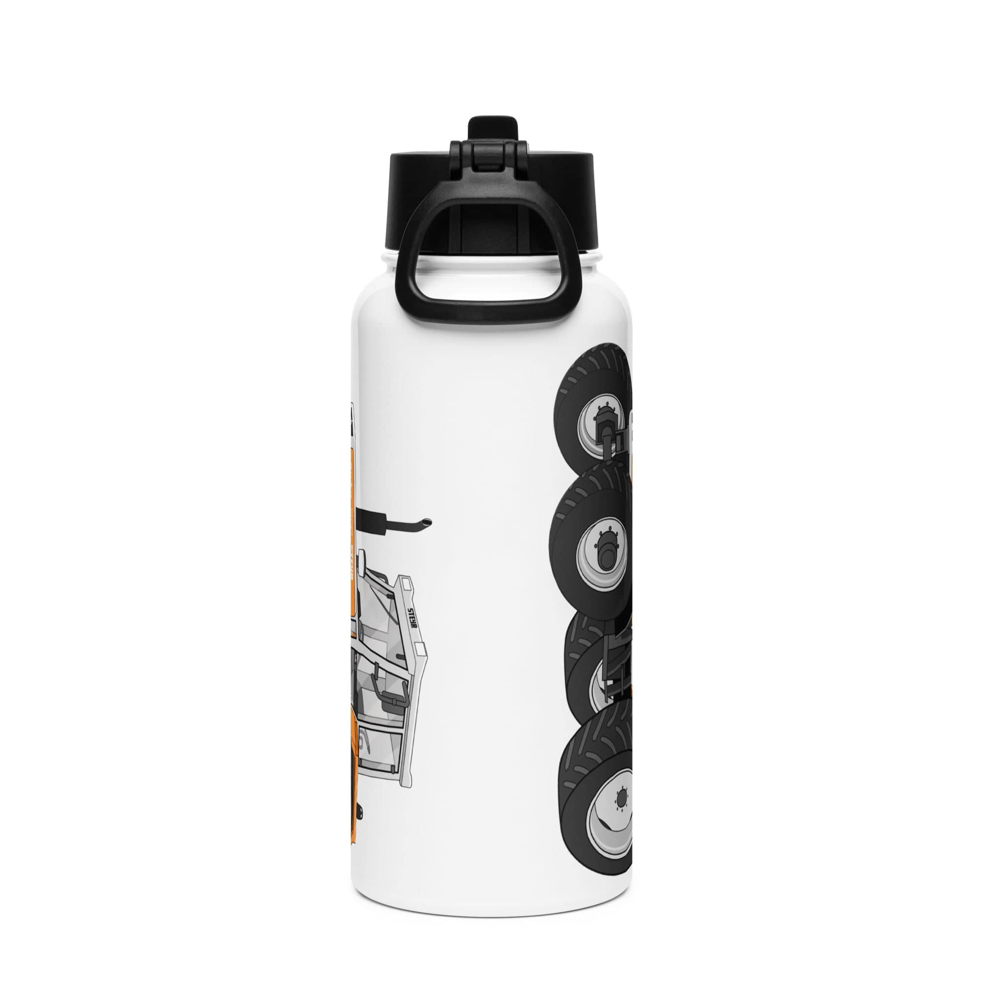 The Tractor Mugs Store Steyr SK 8130 Kommunal | Stainless steel water bottle with a straw lid Quality Farmers Merch