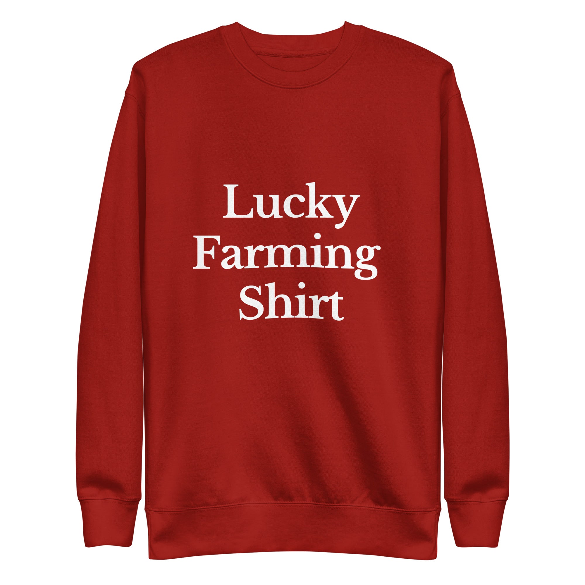 The Tractor Mugs Store Sweatshirt Cardinal / S LUCKY FARMING SHIRT | Unisex Premium Sweatshirt Quality Farmers Merch