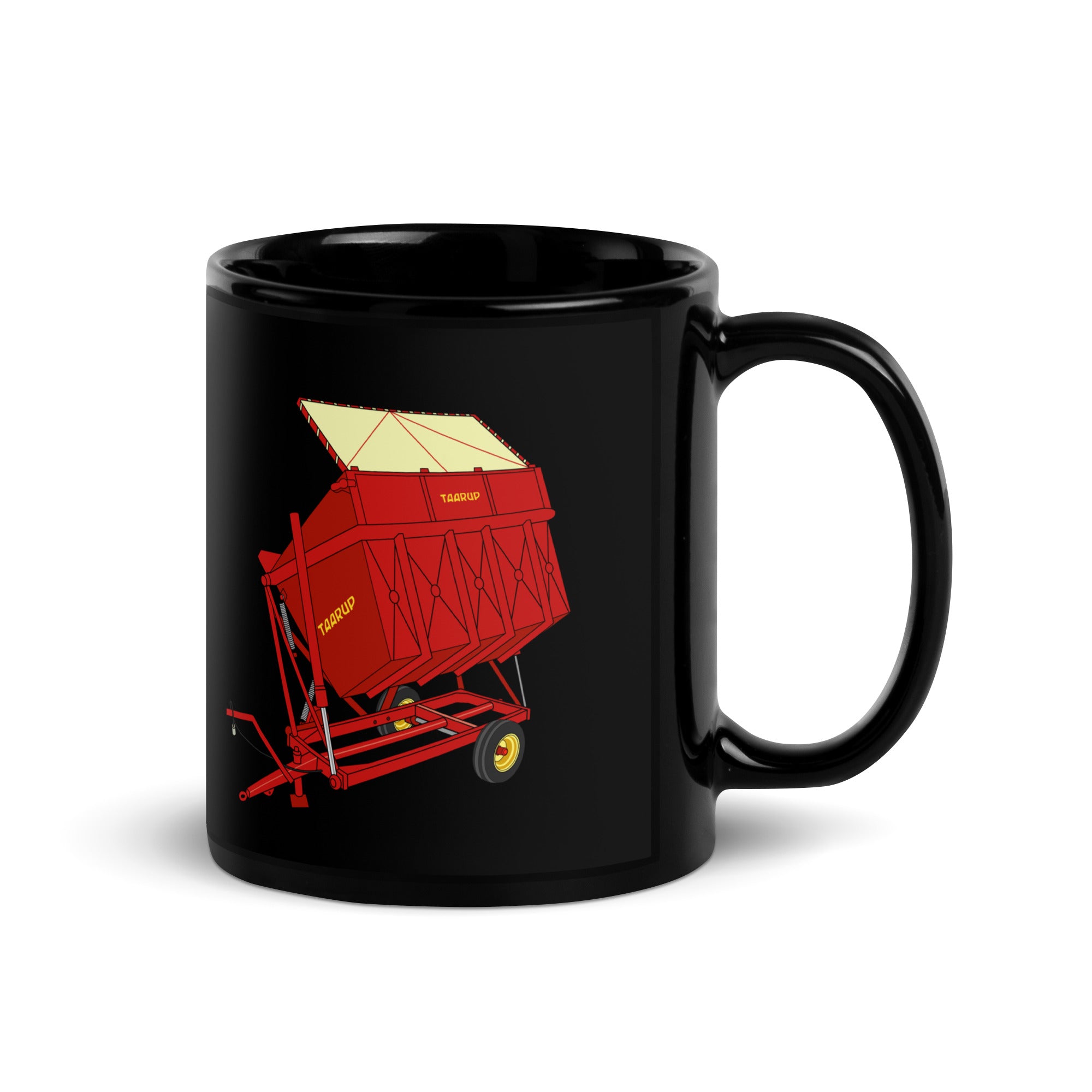The Tractor Mugs Store Taarup tipvogn T3 Trailer | Black Glossy Mug Quality Farmers Merch