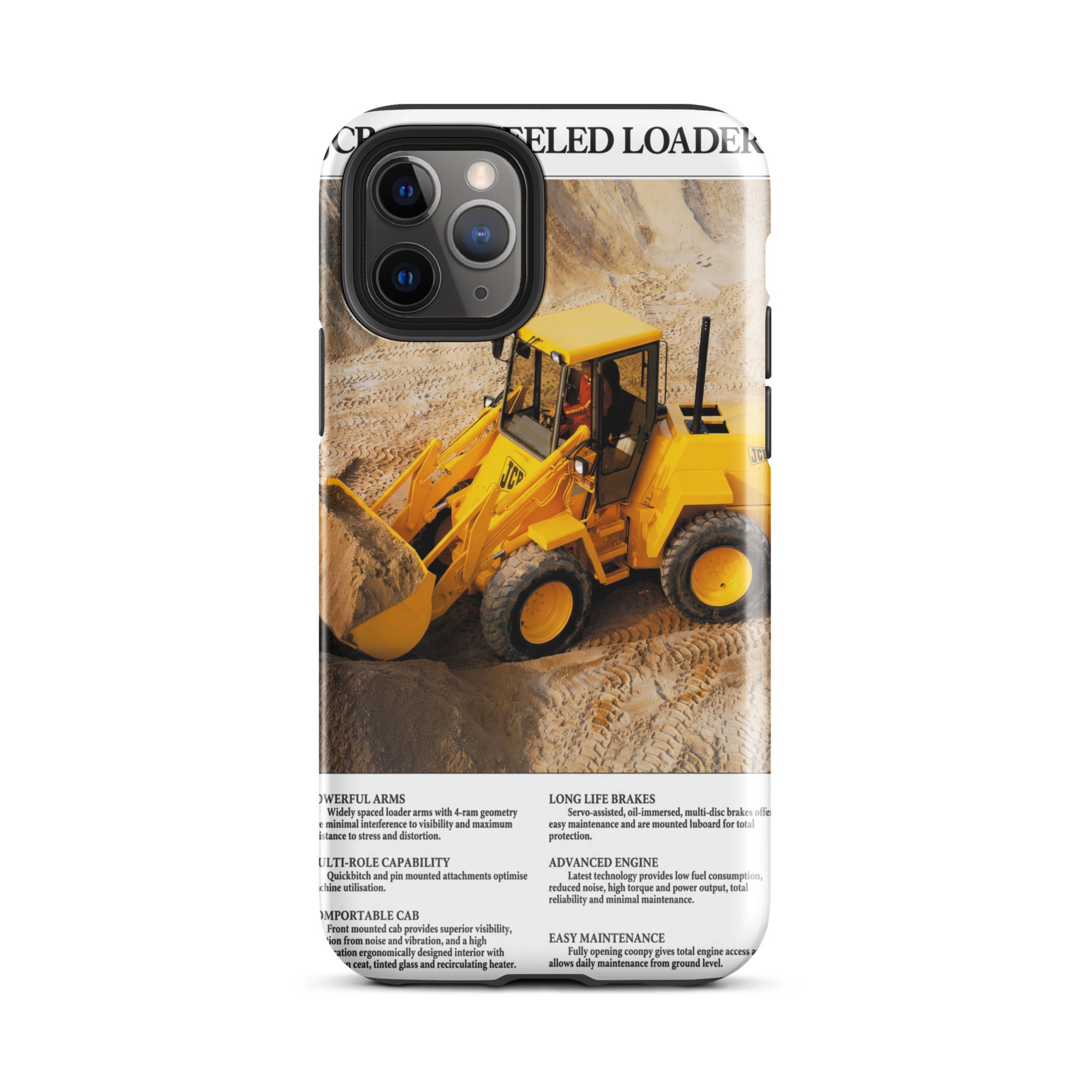The Tractor Mugs Store Tough Case for iPhone® iPhone 11 Pro JCB 415 Loader Advert | Tough Case for iPhone® Quality Farmers Merch