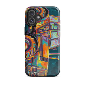 The Tractor Mugs Store Tough Case for iPhone® iPhone 16 Plus Deutz Fahr DX 140 | Splash Art Tough Case for iPhone® Quality Farmers Merch