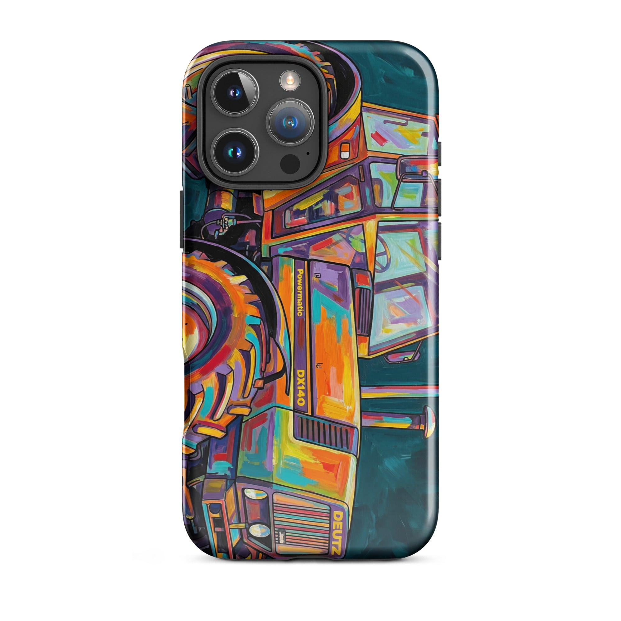 The Tractor Mugs Store Tough Case for iPhone® iPhone 16 Pro Max Deutz Fahr DX 140 | Splash Art Tough Case for iPhone® Quality Farmers Merch