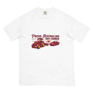 The Tractor Mugs Store White John Deere 3350 4WD PROUD AUSTRALIAN 100% FARMER Two Tone | Unisex Premium T-shirt Quality Farmers Merch