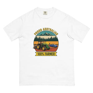 The Tractor Mugs Store White John Deere 3350 PROUD AUSTRALIAN 100% FARMER Outdoor | Unisex Premium T-shirt Quality Farmers Merch