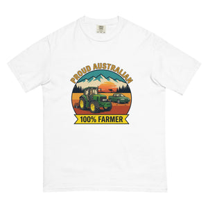 The Tractor Mugs Store White John Deere 6930 PROUD AUSTRALIAN 100% FARMER Outdoor | Unisex Premium T-shirt Quality Farmers Merch