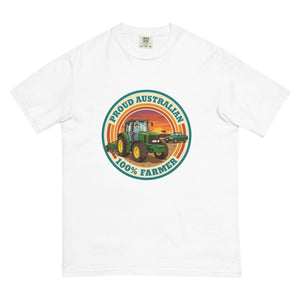 The Tractor Mugs Store White John Deere 6930 PROUD AUSTRALIAN 100% FARMER Retro | Unisex Premium T-shirt Quality Farmers Merch
