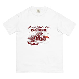 The Tractor Mugs Store White John Deere 6930 PROUD AUSTRALIAN 100% FARMER Two Tone | Unisex Premium T-shirt Quality Farmers Merch