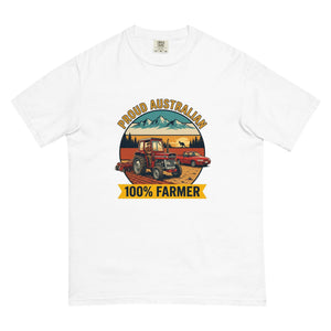 The Tractor Mugs Store White Massey Ferguson 135 PROUD AUSTRALIAN 100% FARMER Outdoor | Unisex Premium T-shirt Quality Farmers Merch