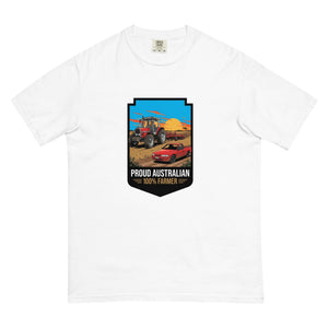 The Tractor Mugs Store White Massey Ferguson 3075 PROUD AUSTRALIAN 100% FARMER Bright | Unisex Premium T-shirt Quality Farmers Merch