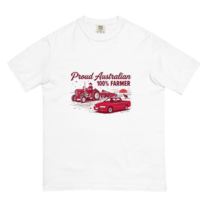 The Tractor Mugs Store White Massey Ferguson 35X PROUD AUSTRALIAN 100% FARMER Two Tone | Unisex Premium T-shirt Quality Farmers Merch