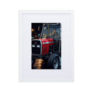 The Tractor Mugs Store White Massey Ferguson 390T | Framed Poster Quality Farmers Merch