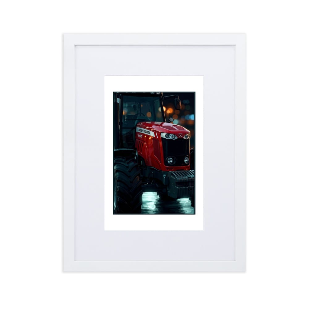 The Tractor Mugs Store White Massey Ferguson 6480 | Framed Poster Quality Farmers Merch