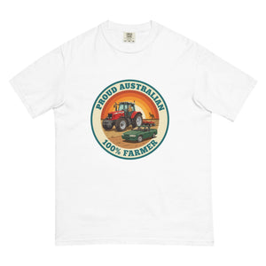 The Tractor Mugs Store White Massey Ferguson 6480 PROUD AUSTRALIAN 100% FARMER Retro | Unisex Premium T-shirt Quality Farmers Merch