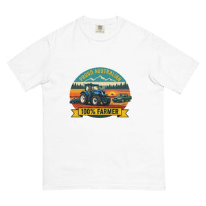 The Tractor Mugs Store White New Holland T7.210 PROUD AUSTRALIAN 100% FARMER Outdoor | Unisex Premium T-shirt Quality Farmers Merch