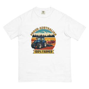 The Tractor Mugs Store White New Holland T7.225 PROUD AUSTRALIAN 100% FARMER Outdoor | Unisex Premium T-shirt Quality Farmers Merch
