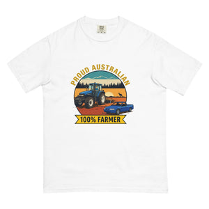 The Tractor Mugs Store White New Holland TM 135 PROUD AUSTRALIAN 100% FARMER Outdoor | Unisex Premium T-shirt Quality Farmers Merch
