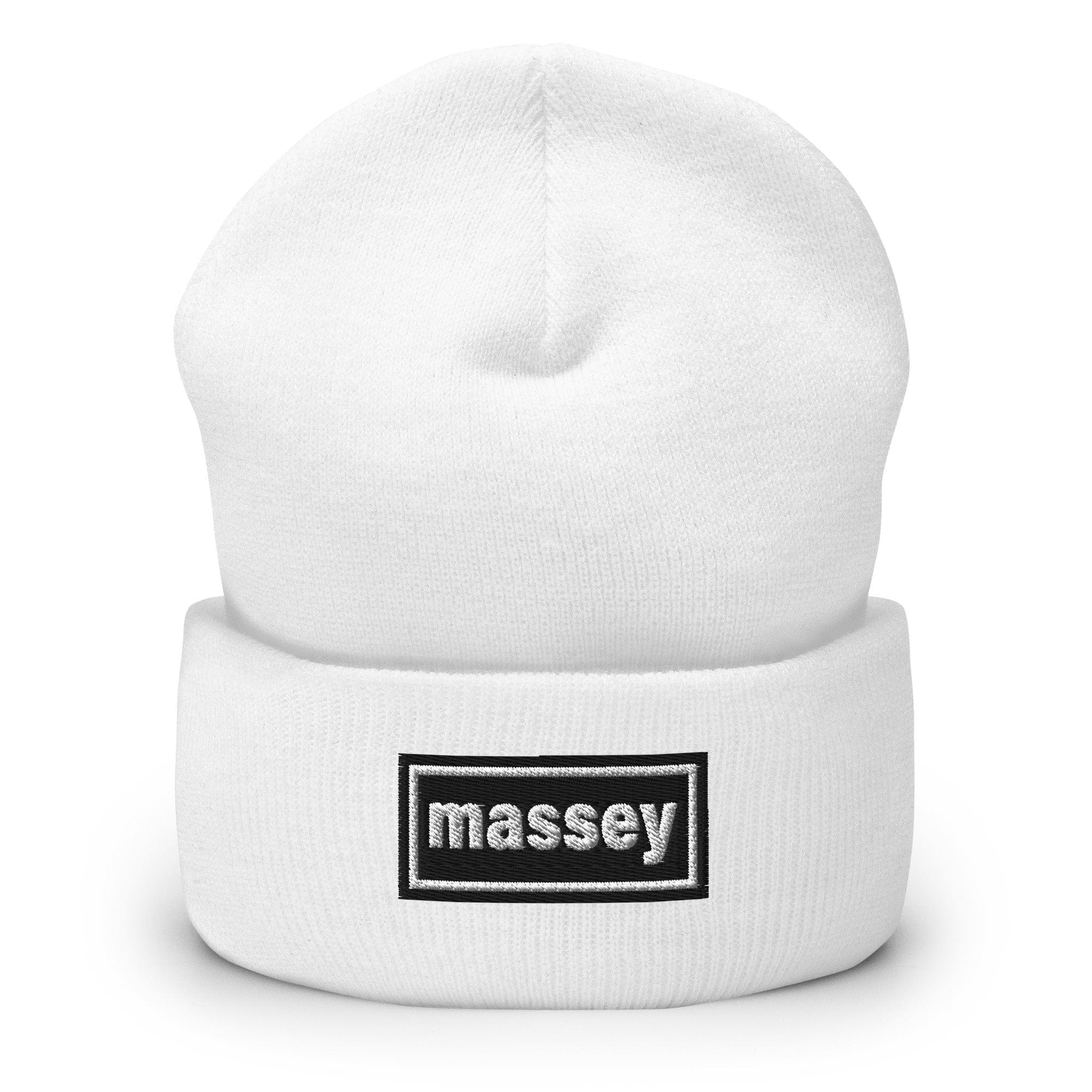 The Tractor Mugs Store White OASIS Style 'Massey' | Cuffed Beanie Quality Farmers Merch
