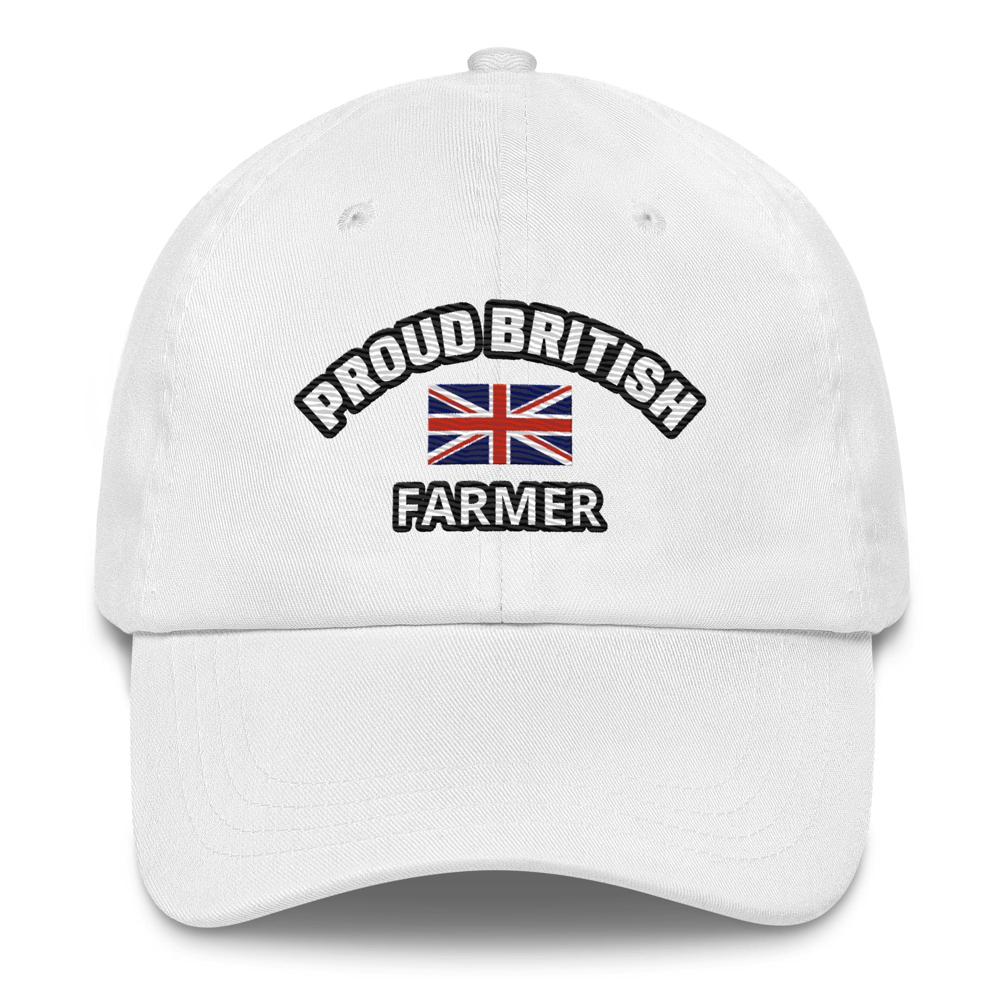 The Tractor Mugs Store White Proud British Farmer | Dad Hat Quality Farmers Merch