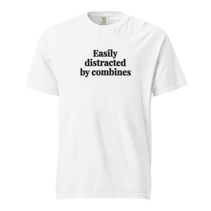 The Tractor Mugs Store White / S Easily Distracted By Combines | Unisex Premium T-shirt Quality Farmers Merch