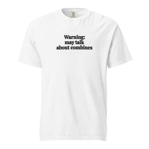 The Tractor Mugs Store White / S Warning: May Talk About Combines | Unisex Premium T-shirt Quality Farmers Merch
