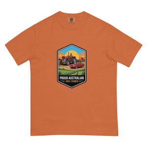 The Tractor Mugs Store Yam Massey Ferguson 135 PROUD AUSTRALIAN 100% FARMER Bright | Unisex Premium T-shirt Quality Farmers Merch