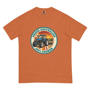 The Tractor Mugs Store Yam New Holland TM 135 PROUD AUSTRALIAN 100% FARMER Retro | Unisex Premium T-shirt Quality Farmers Merch