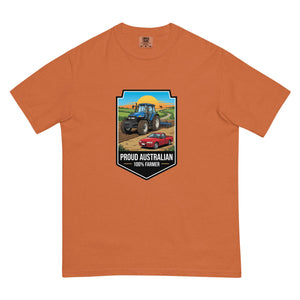 The Tractor Mugs Store Yam New Holland TM 155 PROUD AUSTRALIAN 100% FARMER Bright | Unisex Premium T-shirt Quality Farmers Merch