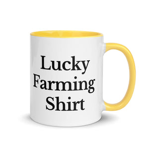 The Tractor Mugs Store Yellow / 11 oz LUCKY FARMING SHIRT | Mug with Color Inside Quality Farmers Merch
