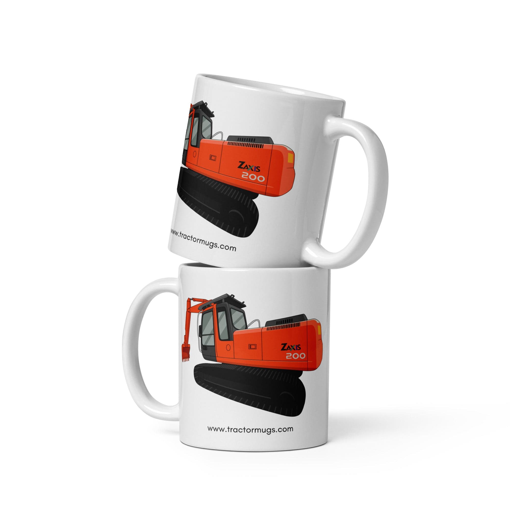 The Tractors Mugs Store 11 oz Hitachi Zaxis 200 White glossy mug Quality Farmers Merch