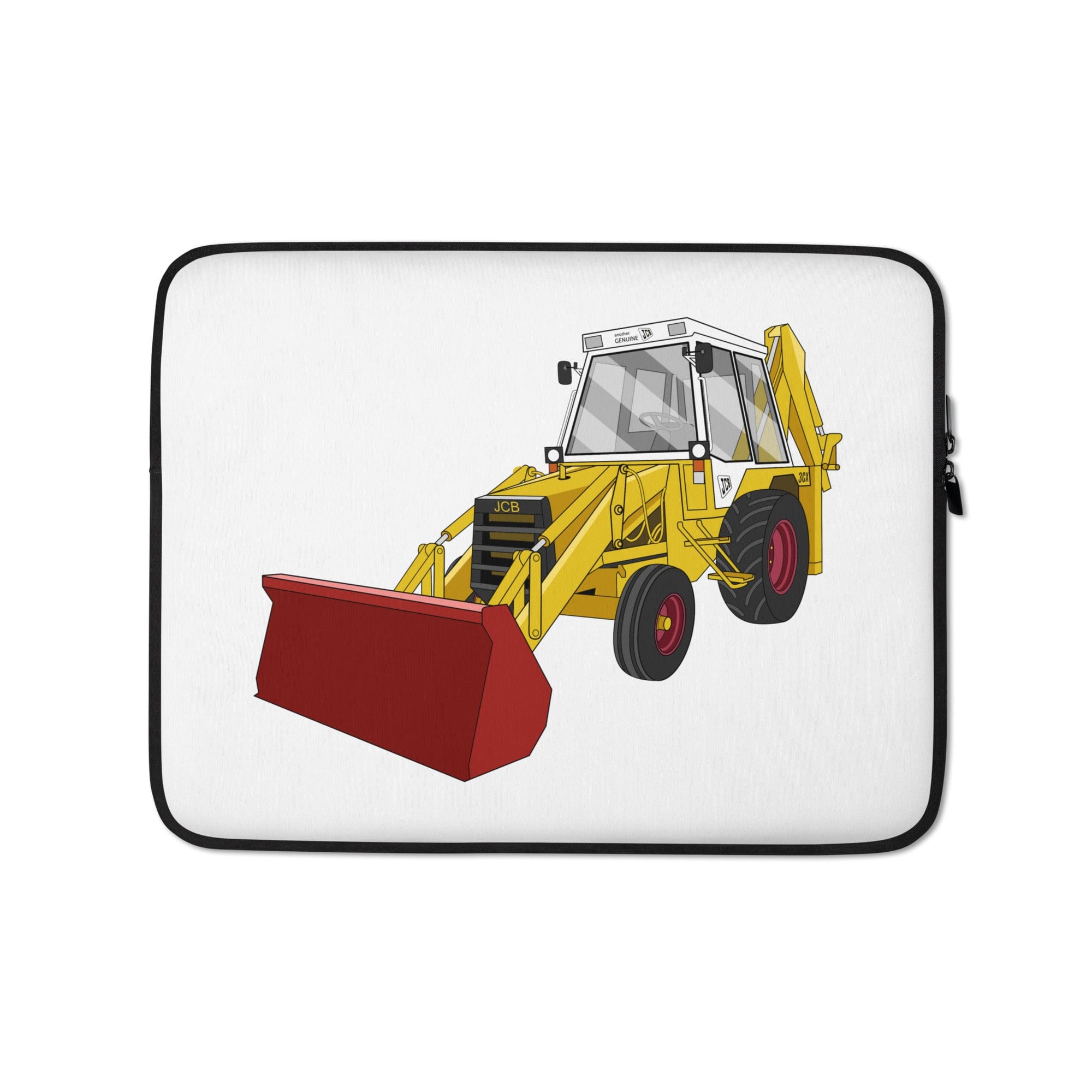 The Tractors Mugs Store 13″ JCB 3CX White Cabin 2WD Laptop Sleeve Quality Farmers Merch