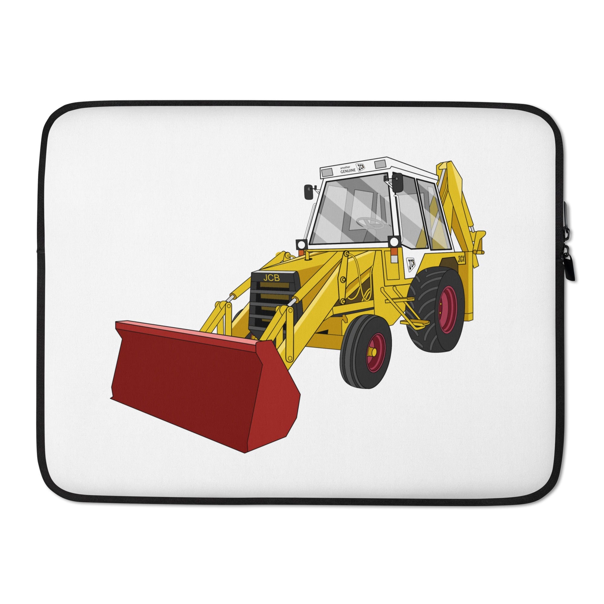 The Tractors Mugs Store 15″ JCB 3CX White Cabin 2WD Laptop Sleeve Quality Farmers Merch