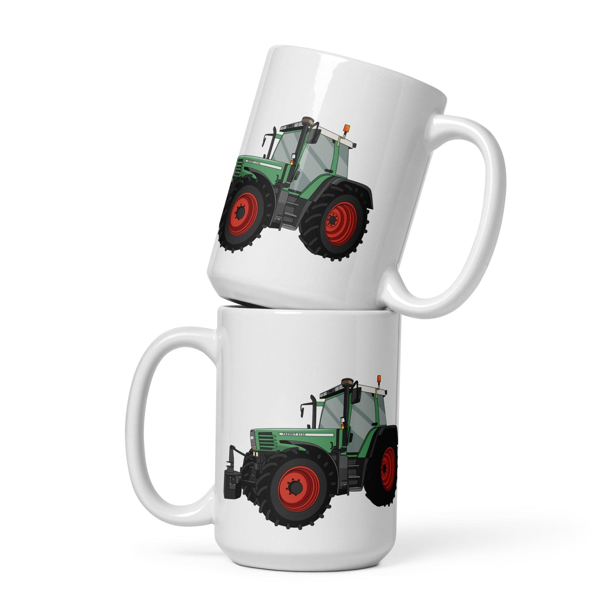 The Tractors Mugs Store 15 oz Fendt Favorit 515 White glossy mug Quality Farmers Merch