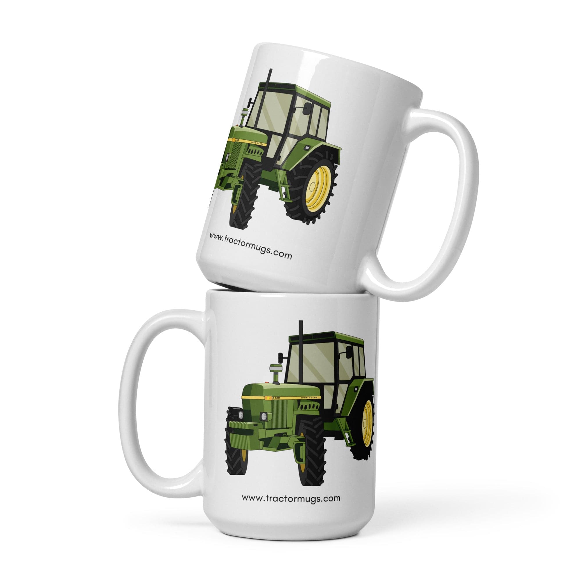 The Tractors Mugs Store 15 oz John Deere 3130 White glossy mug Quality Farmers Merch