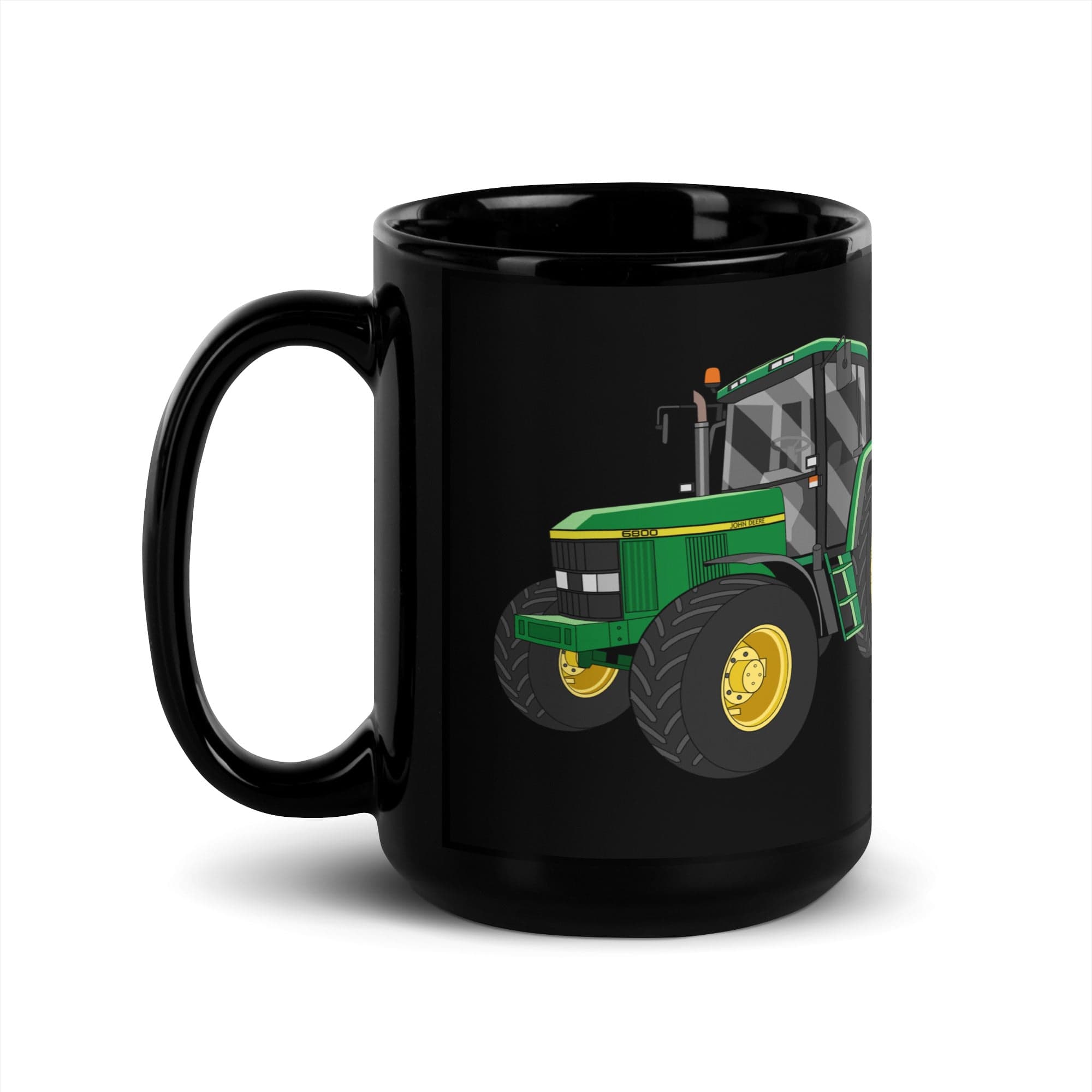 The Tractors Mugs Store 15 oz John Deere 6800 | Black Glossy Mug Quality Farmers Merch