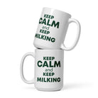 The Tractors Mugs Store 15 oz KEEP CALM and KEEP MILKING  White glossy mug Quality Farmers Merch