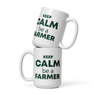 The Tractors Mugs Store 15 oz KEEP CALM be a FARMER  White glossy mug Quality Farmers Merch