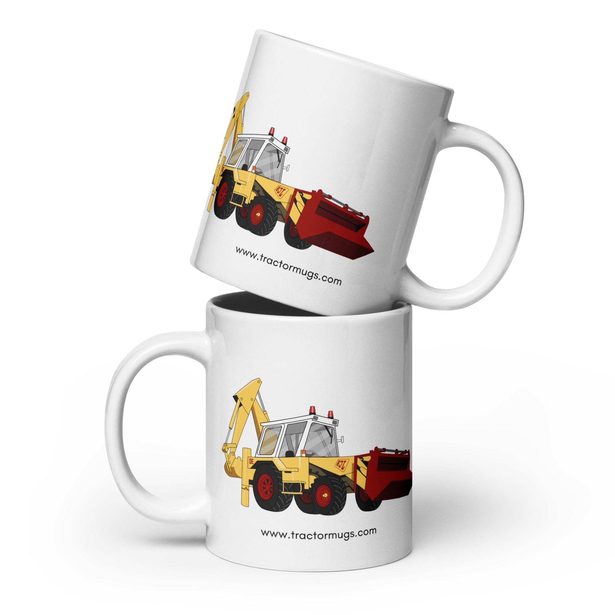 The Tractors Mugs Store 20 oz JCB 3D  White glossy mug Quality Farmers Merch